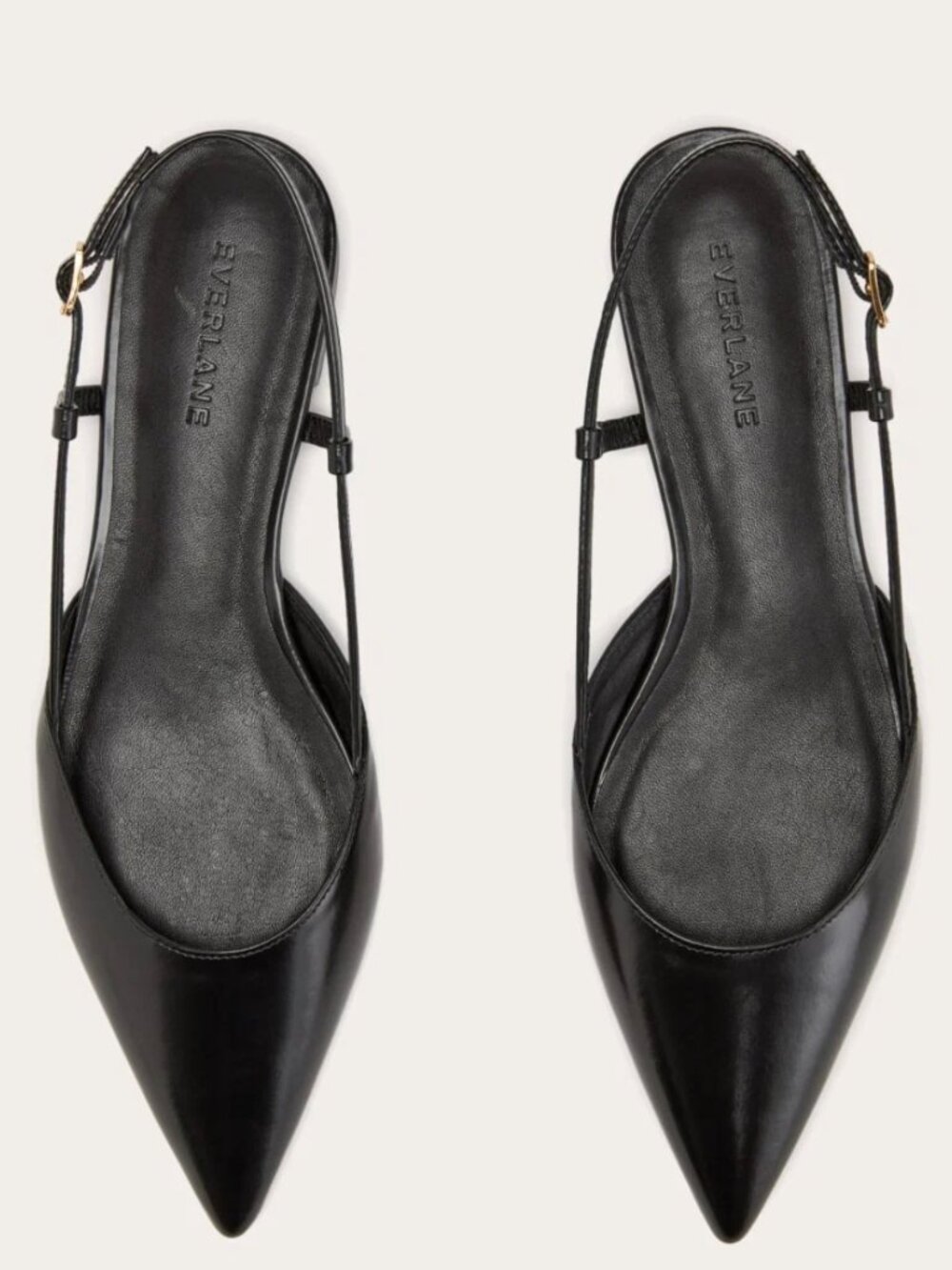 Everlane Black Pointed-Toe Slingback Flats - size 10.5